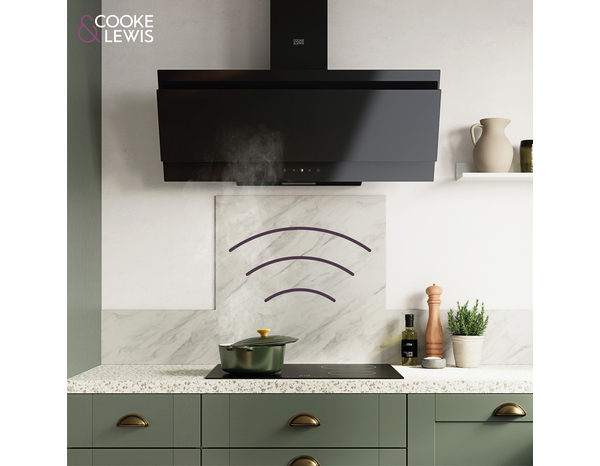 Hotte en verre noir inclinée L 89,8 cm x P 34 cm x H 32 cm - Cooke and Lewis - Brico Dépôt