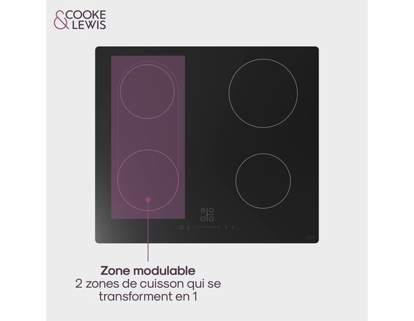 Plaque de cuisson à induction noir 6400w - 59 x 52 x 5,8 cm - Cooke and Lewis - Brico Dépôt