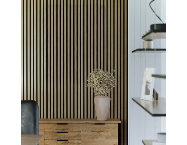 Panneau tasseaux mural grand format effet chêne naturel 265 cm x 30 cm - Brico Dépôt