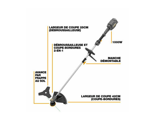 Débroussailleuse électrique 2-en-1 gris et jaune 1000 W 42 cm bobine 23 cm lame - Titan - Brico Dépôt