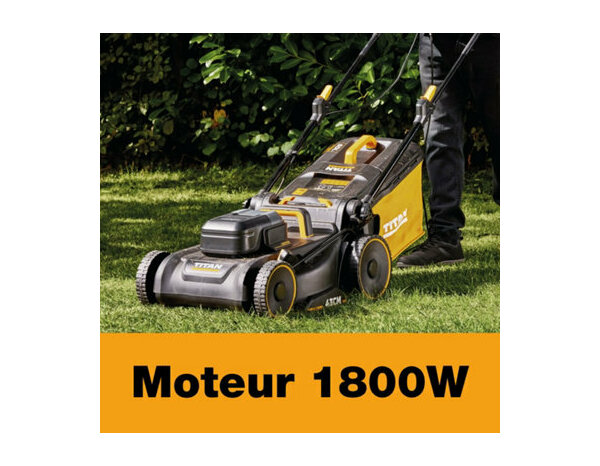 Tondeuse électrique 1800 W coupe 43 cm mulching rangement vertical poignée télescopique - Titan - Brico Dépôt