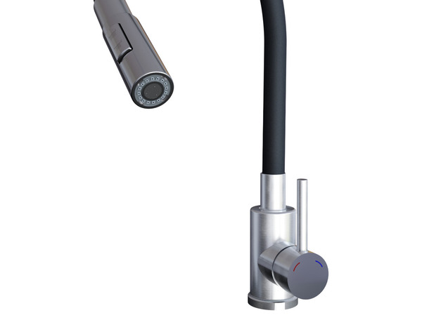 Lot évier quartz FOSSUM noir métallisé 79x50 cm et mitigeur flexible double fonction - Brico Dépôt