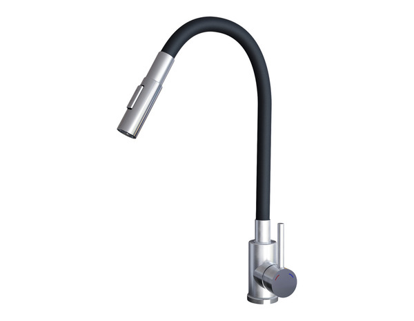 Lot évier quartz FOSSUM noir métallisé 79x50 cm et mitigeur flexible double fonction - Brico Dépôt