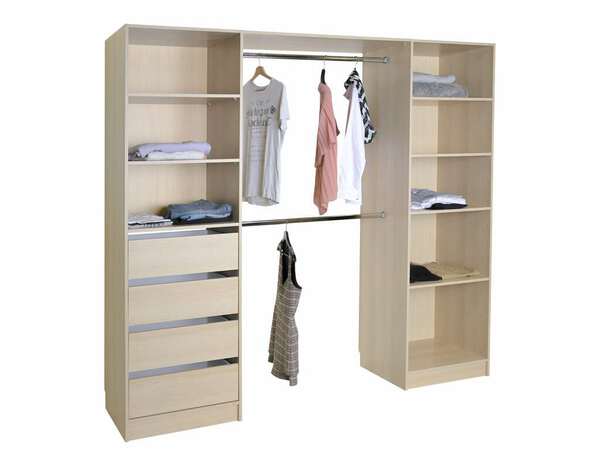 Kit dressing QAZUS II imitation chêne clair 218x200x50 cm - Brico Dépôt