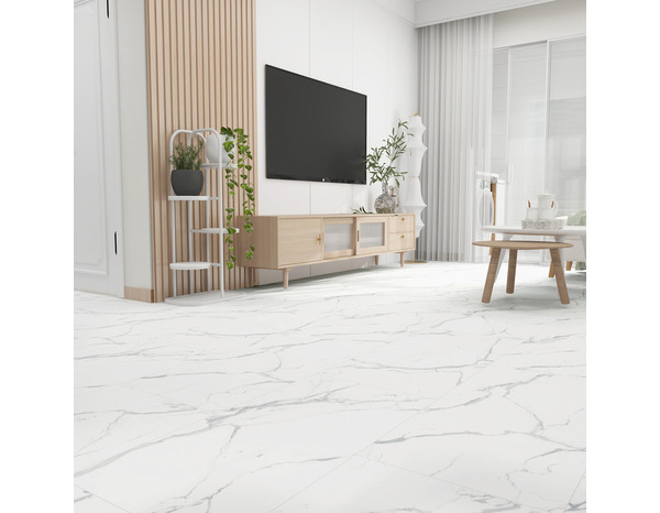 Sol clipsable pvc effet marbre brillant blanc 91,4 x 45,7 cm, Ep. 4,5 mm - Brico Dépôt