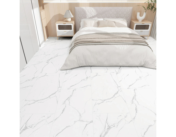 Sol clipsable pvc effet marbre brillant blanc 91,4 x 45,7 cm, Ep. 4,5 mm - Brico Dépôt