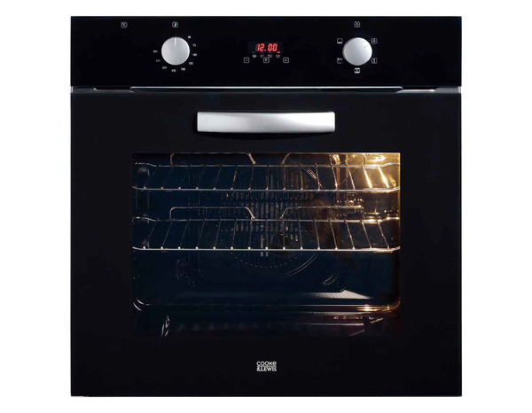 Lot four multifonction 70l et plaque gaz 4 feux verre noir encastrable 60 cm - Cooke and Lewis - Brico Dépôt