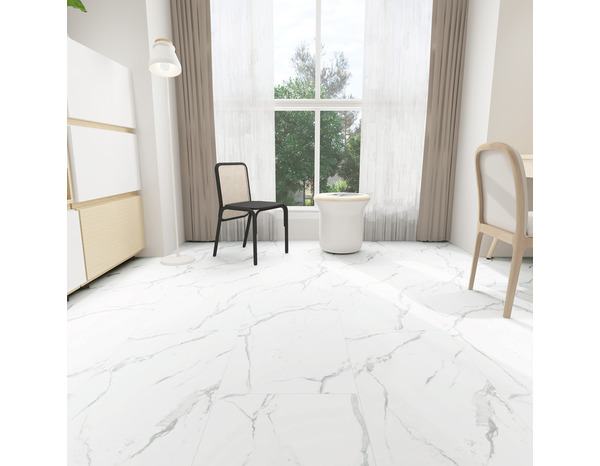 Sol clipsable pvc effet marbre brillant blanc 91,4 x 45,7 cm, Ep. 4,5 mm - Brico Dépôt