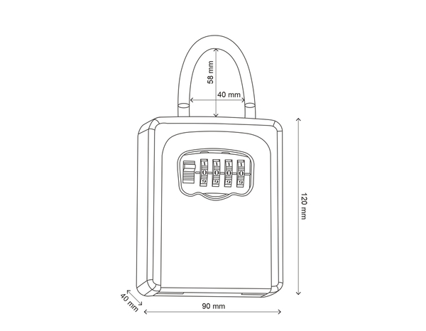 Coffre-fort à clés aluminium gris noir 12 x 9 x 4 cm verrouillage 4 chiffres - Brico Dépôt