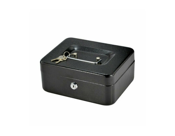 Caisse à monnaie moyenne acier robuste noir 20x15x9 cm avec serrure à clé - Brico Dépôt