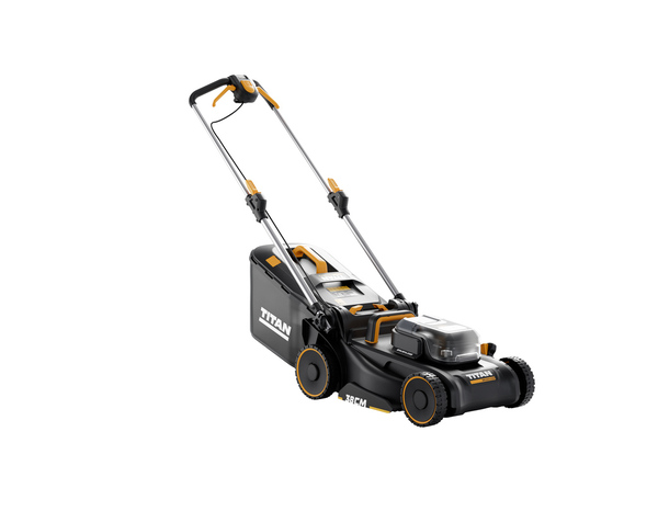 Tondeuse sans fil 36V largeur 38 cm batterie bitension mulching rangement vertical - Titan - Brico Dépôt