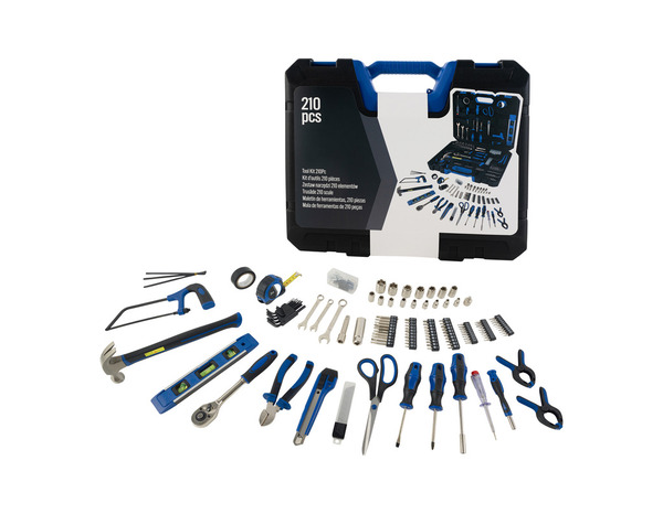 Coffret d’outils complet 210 pièces avec boîte de rangement robuste - Brico Dépôt