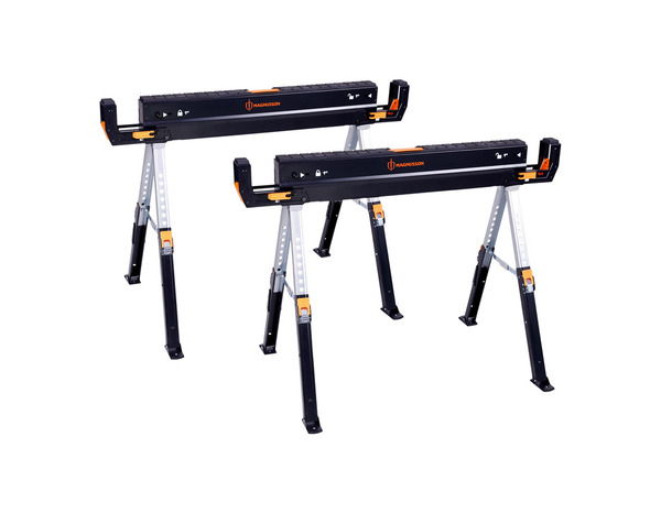 Lot de 2 treteaux pliables hauteur et largeur réglable 62 à 82 cm - MAGNUSSON - Brico Dépôt