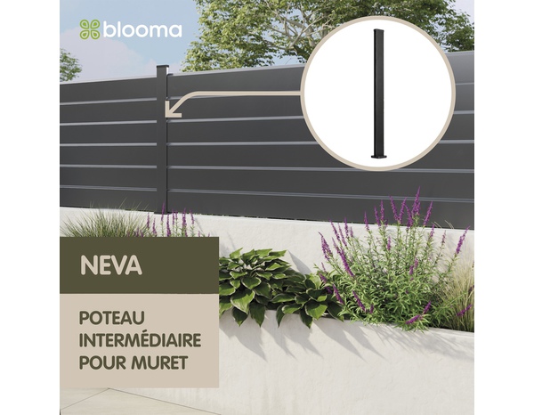 Poteau de clôture intermédiaire aluminium gris foncé NEVA H.95 cm - Marque BLOOMA - Brico Dépôt