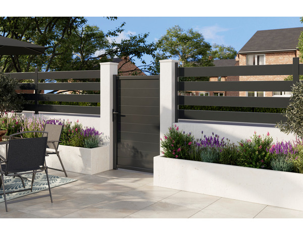 Poteau de départ ou de fin aluminium gris foncé NEVA H. 95 cm - Marque BLOOMA - Brico Dépôt