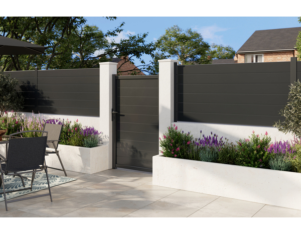 Poteau de départ ou de fin aluminium gris foncé NEVA H. 95 cm - Marque BLOOMA - Brico Dépôt