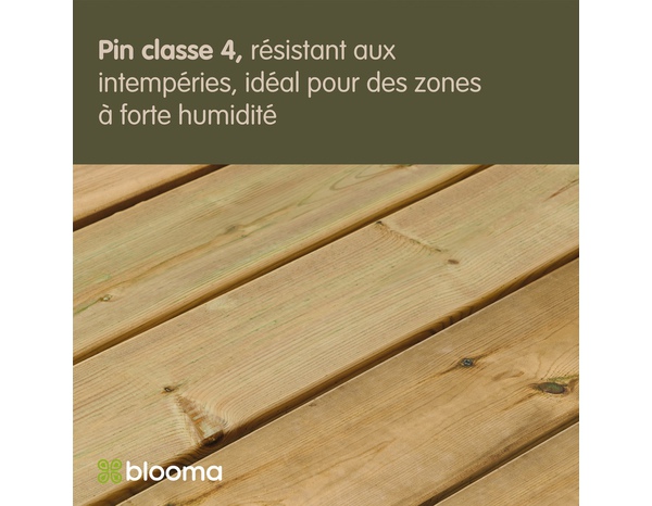 Lame de terrasse pin classe 4 vert THERAO 420 x 14,5 x 2,7 cm - Marque BLOOMA - Brico Dépôt