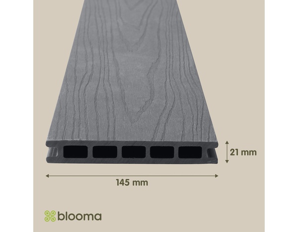 Lame composite gris brossé réversible NEVA 220 x 14,5 x 2,1 cm - Marque BLOOMA - Brico Dépôt