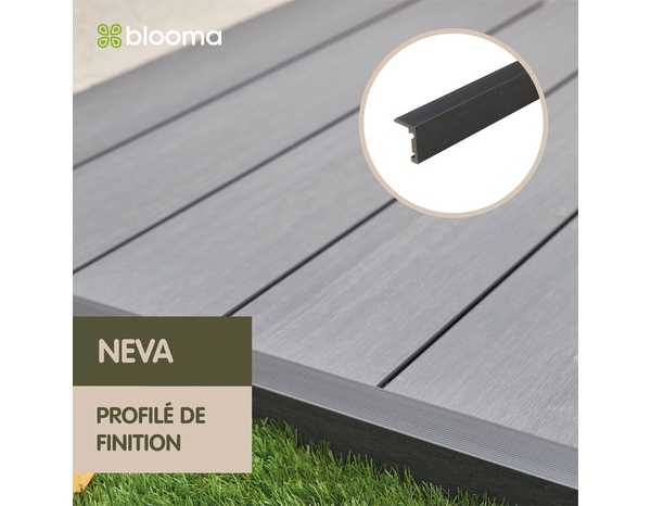 Profilé de finition gris foncé pour terrasse extérieure NEVA 220 x 5,2 cm - Marque BLOOMA - Brico Dépôt