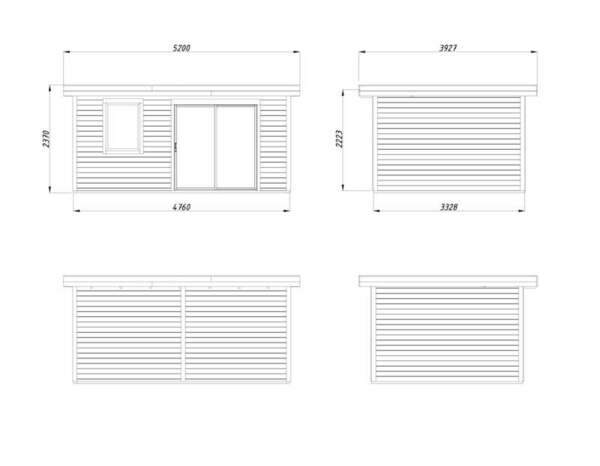 Studio de jardin en épicéa brut 15 m² avec baie coulissante aluminium anthracite LYDIA - Brico Dépôt