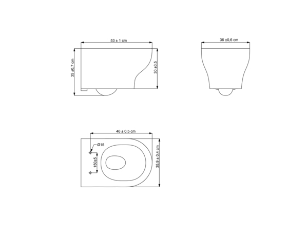 Cuvette WC suspendue céramique carénée sans rebord et vortex CALICIA 35 x 36 x 53 cm - Cooke and Lewis - Brico Dépôt