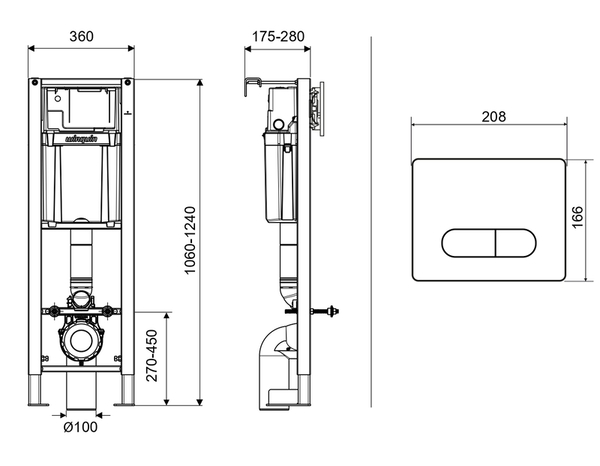 Bâti support universel NF ZAGAR hauteur réglable 106 à 124 cm - Cooke and Lewis - Brico Dépôt