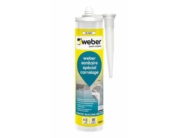 Produit polysiloxane gris perle cartouche 300 ml pour sanitaires - Weber - Brico Dépôt