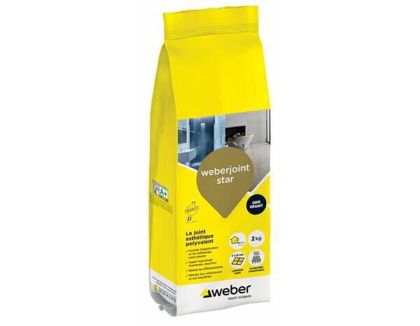 Produit de jointoiement gris granit super hydrofugé séchage rapide sac 2 kg - Weber - Brico Dépôt