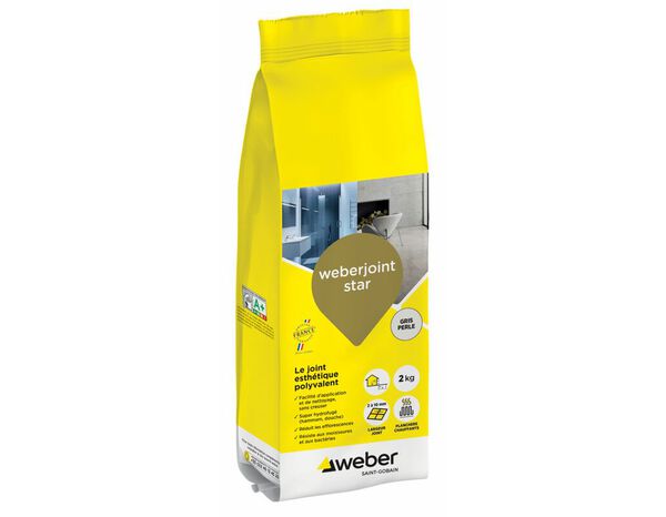 Produit de jointoiement gris perle sac 2 kg séchage rapide - Weber - Brico Dépôt