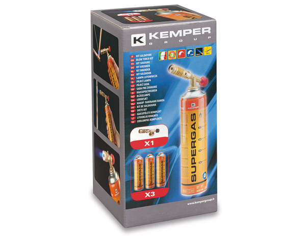 Kit soudure gaz buse laiton 4 cartouches incluses valve 7/16" - Brico Dépôt