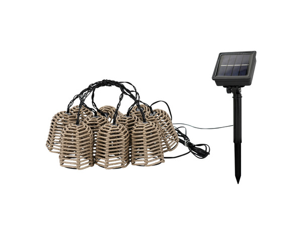 Guirlande lumineuse solaire 10 LED effet rotin marron 4,8 m IP44 - Brico Dépôt