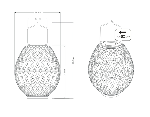Lanterne solaire LED bambou effet rotin 3000 K IP44 hauteur 35 cm diamètre 22 cm - Brico Dépôt