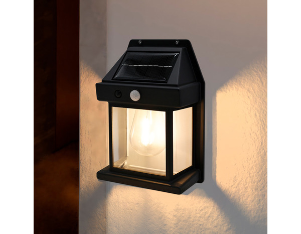 Applique murale solaire LED avec détecteur de mouvement infrarouge noir 3000 K IP44 - Brico Dépôt