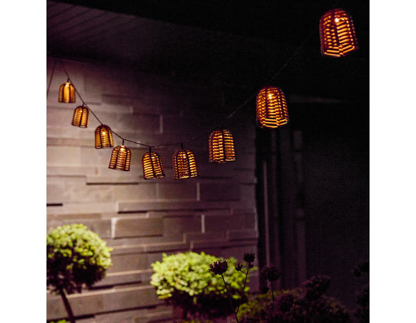 Guirlande lumineuse solaire 10 LED effet rotin marron 4,8 m IP44 - Brico Dépôt