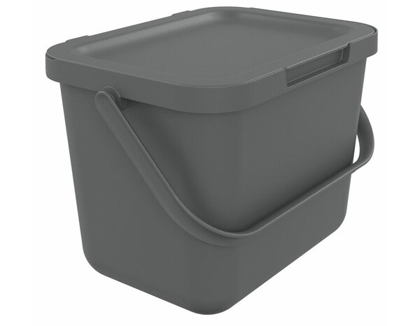Poubelle à compost avec couvercle gris mat 6 L - 18,7 x 19,2 x 25,7 cm - Sundis - Brico Dépôt