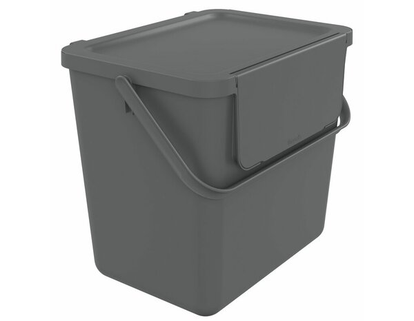 Poubelle de tri avec couvercle gris mat 25 L - 29,7 x 34,2 x 38,4 cm - Sundis - Brico Dépôt