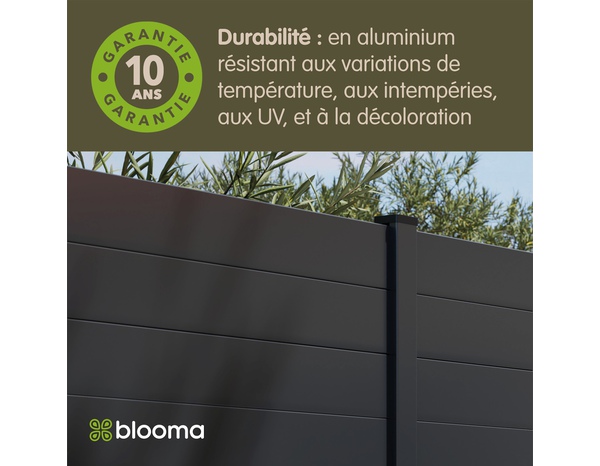 Lame de clôture aluminium gris anthracite NEVA 179,1 x 15,5 x 2,1 cm - Marque BLOOMA - Brico Dépôt