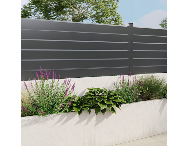 Lame de clôture aluminium persienne gris foncé NEVA 179,1 x 15,3 cm - Marque BLOOMA - Brico Dépôt