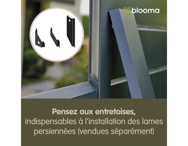 Lame de clôture aluminium persienne gris foncé NEVA 179,1 x 15,3 cm - Marque BLOOMA - Brico Dépôt