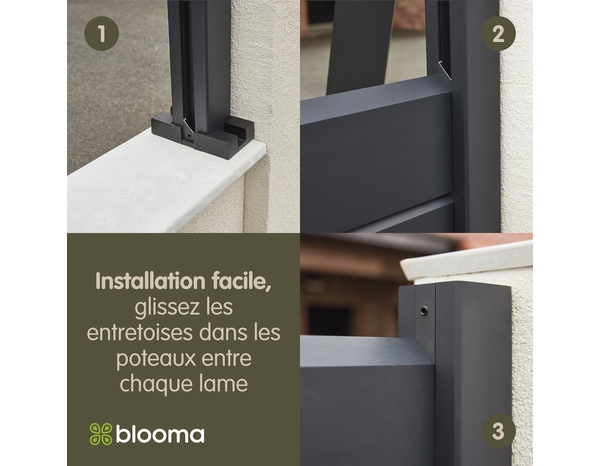 Pack de 32 entretoises aluminium gris foncé pour lames persiennes NEVA - Marque BLOOMA - Brico Dépôt