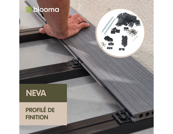 Kit fixation acier inoxydable noir pour lames de terrasse composite NEVA 6,6 m² - Marque BLOOMA - Brico Dépôt