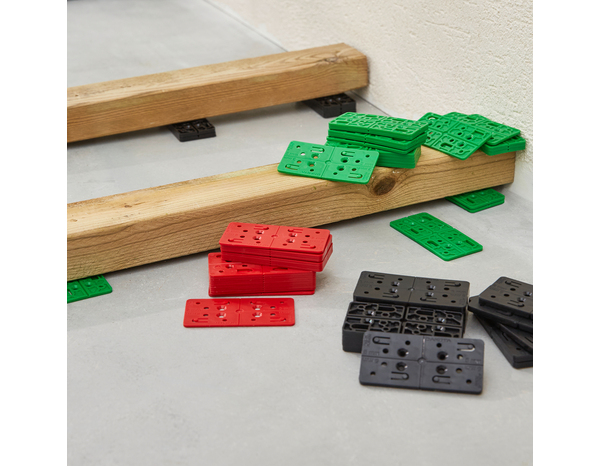 Kit de fixation terrasse 60 cales plastique durable rouge vert noir 2 / 3 / 5 mm - Brico Dépôt