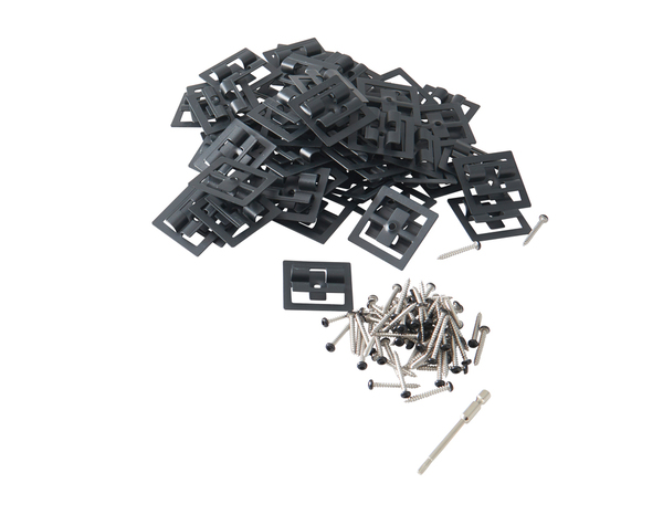 Kit de fixation terrasse acier inoxydable noir 50 clips NEVA 1,9 m² - Marque BLOOMA - Brico Dépôt