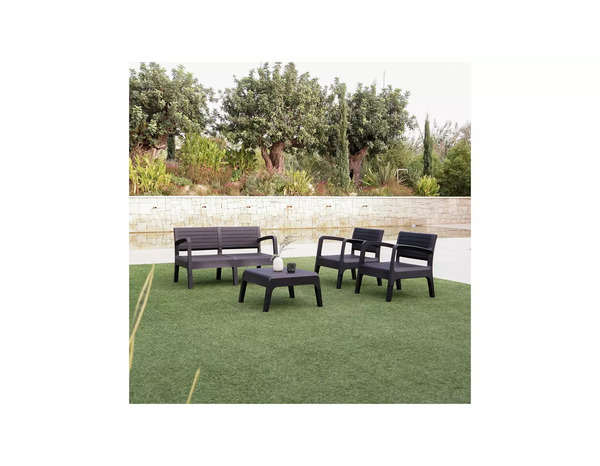 Salon de jardin 4 places gris graphite VALENCIA - Brico Dépôt
