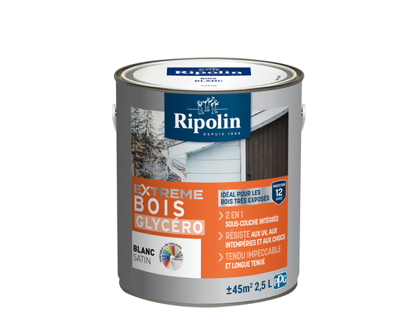 Peinture bois extérieur blanc satin 2,5 L - Ripolin - Brico Dépôt