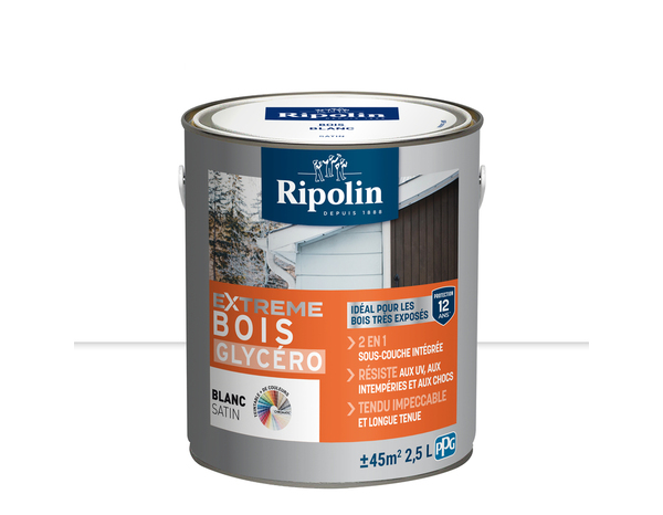 Peinture bois extérieur blanc satin 2,5 L - Ripolin - Brico Dépôt