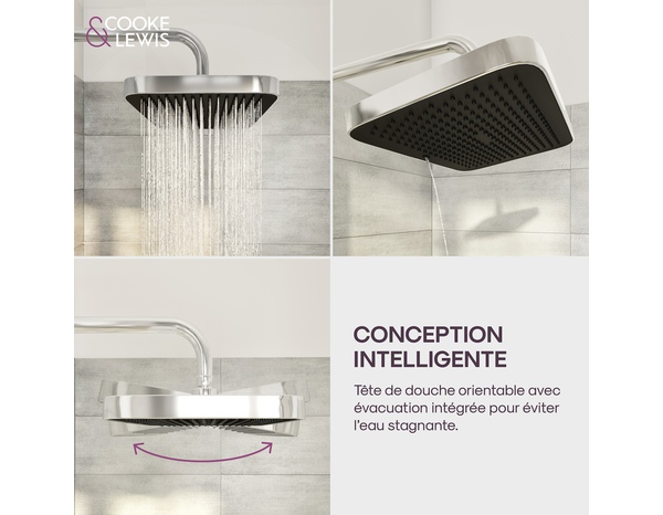 Colonne de douche thermostatique chrome KASSIE H 113 cm - Cooke and Lewis - Brico Dépôt