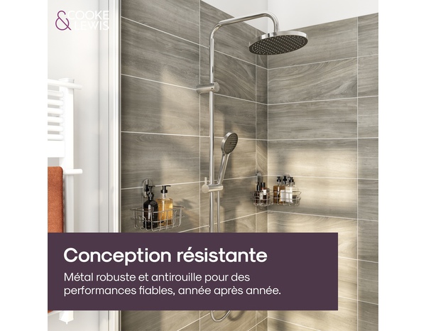 Colonne de douche mécanique chrome ODALIA - Dim. H. 117, l. 28,6, P. 33,5 cm - Cooke and Lewis - Brico Dépôt