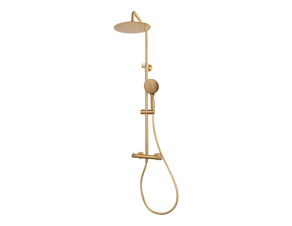 Colonne de douche mural thermostatique or brossé 110 x 26 x 46 cm - Cooke and Lewis - Brico Dépôt