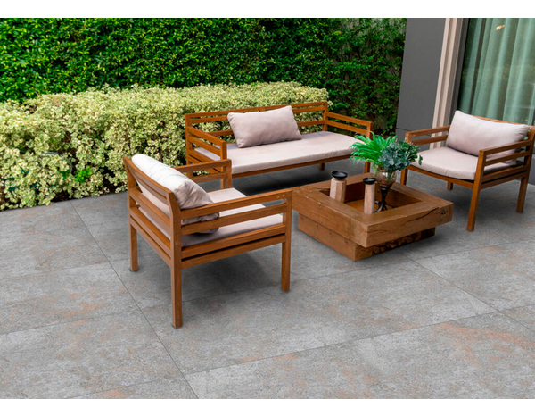 Dalle en grès cérame émaillé gris Sierra gold 60 x 120 cm ép. 20 mm - Brico Dépôt